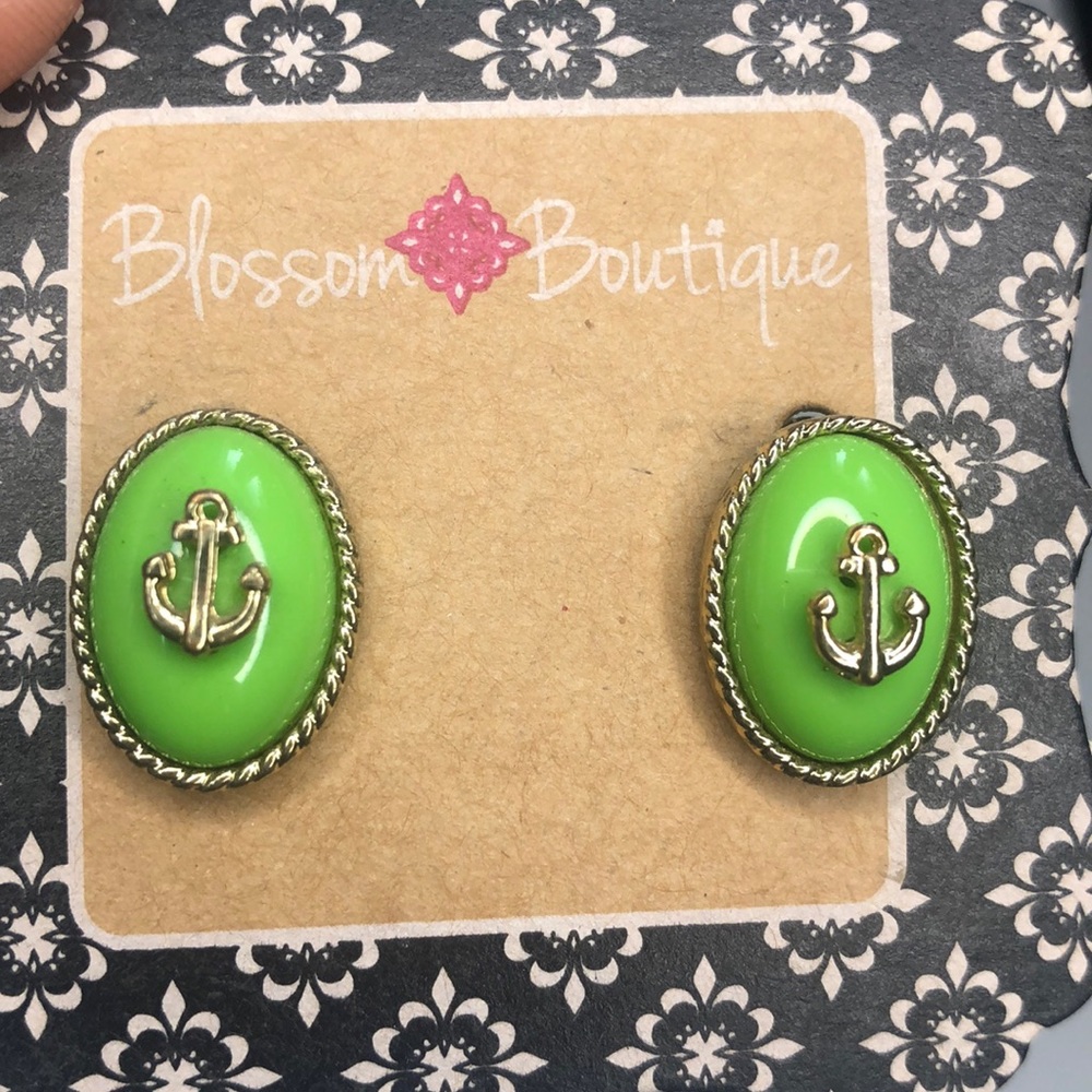 Green post back earring